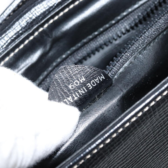 CELINE Circle Schoudertas Leer Zwart Zilver Auth LNZ679V