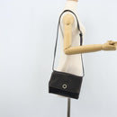 CELINE Circle Shoulder Bag Leather Black Silver Auth LNZ679V-24