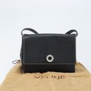 CELINE Circle Shoulder Bag Leather Black Silver Auth LNZ679V-12