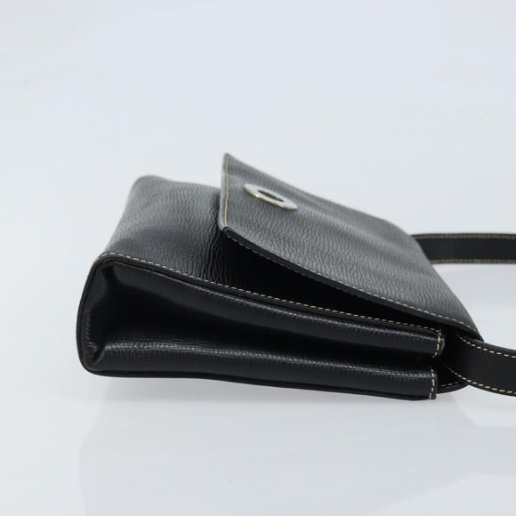 CELINE Circle Schoudertas Leer Zwart Zilver Auth LNZ679V