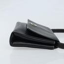 CELINE Circle Shoulder Bag Leather Black Silver Auth LNZ679V-3