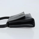 CELINE Circle Shoulder Bag Leather Black Silver Auth LNZ679V-4