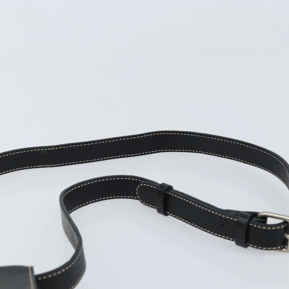 CELINE Circle Shoulder Bag Leather Black Silver Auth LNZ679V