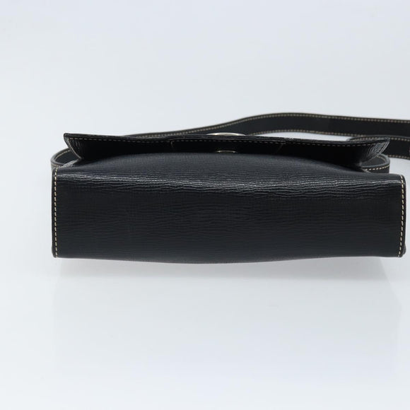 CELINE Circle Schoudertas Leer Zwart Zilver Auth LNZ679V