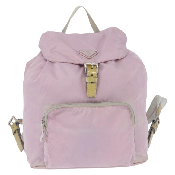 PRADA Backpack Nylon Pink Silver Auth LNZ680