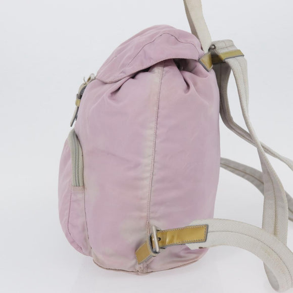 PRADA Backpack Nylon Pink Silver Auth LNZ680