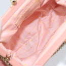 Salvatore Ferragamo Chain Vala Buideltas Leer Roze Goud Auth LNZ683A-16