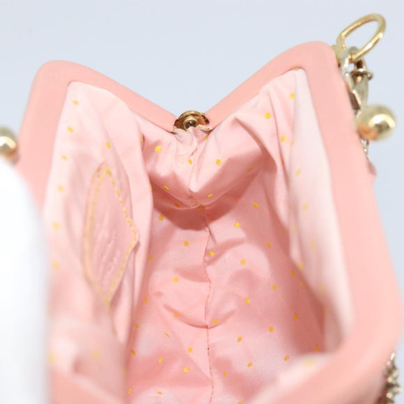 Salvatore Ferragamo Chain Vala Buideltas Leer Roze Goud Auth LNZ683A