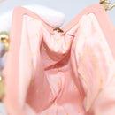 Salvatore Ferragamo Chain Vala Buideltas Leer Roze Goud Auth LNZ683A-18