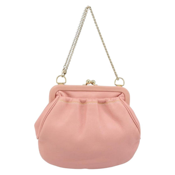 Salvatore Ferragamo Chain Vala Buideltas Leer Roze Goud Auth LNZ683A