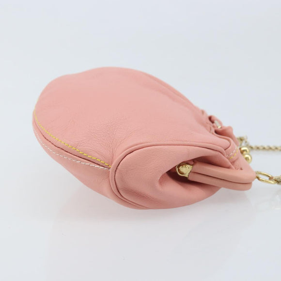 Salvatore Ferragamo Chain Vala Buideltas Leer Roze Goud Auth LNZ683A