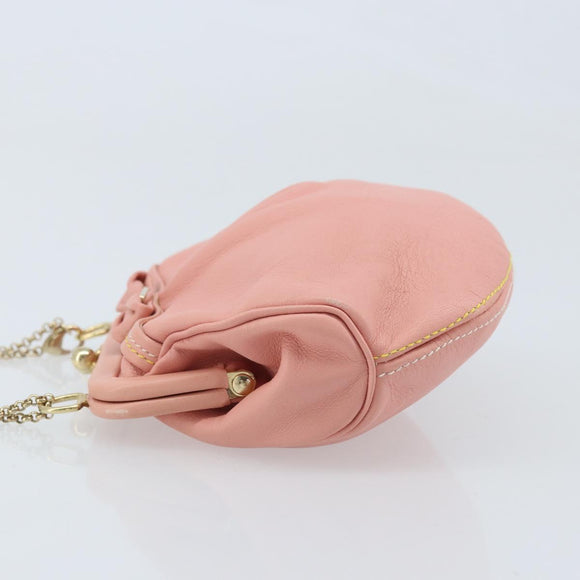 Salvatore Ferragamo Chain Vala Buideltas Leer Roze Goud Auth LNZ683A