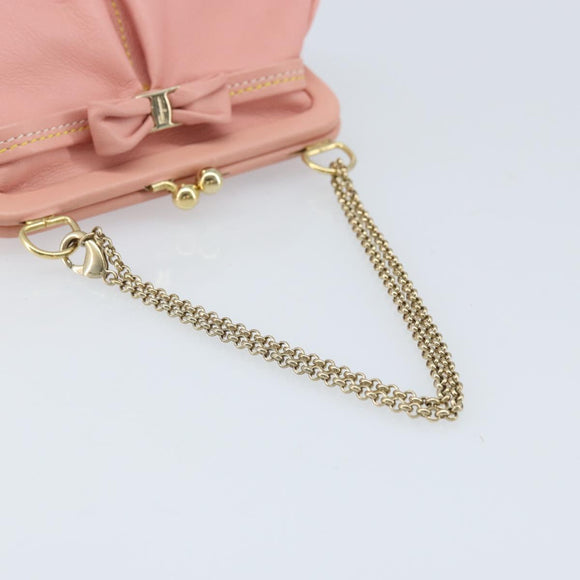 Salvatore Ferragamo Chain Vala Buideltas Leer Roze Goud Auth LNZ683A
