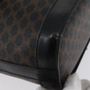 CELINE Macadam Canvas Tote Bag PVC Leather Black Gold Auth LNZ687-16