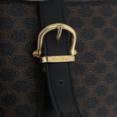 CELINE Macadam Canvas Tote Bag PVC Leather Black Gold Auth LNZ687-18