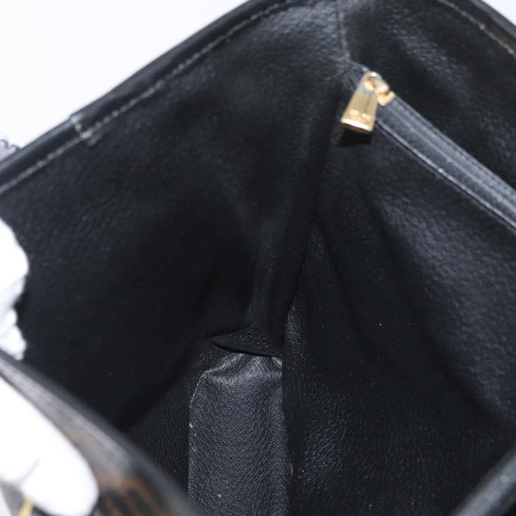 CELINE Macadam Canvas Tote Bag PVC Leather Black Gold Auth LNZ687
