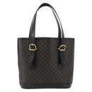 CELINE Macadam Canvas Tote Bag PVC Leather Black Gold Auth LNZ687-13