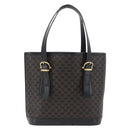 CELINE Macadam Canvas Tote Bag PVC Leather Black Gold Auth LNZ687-2