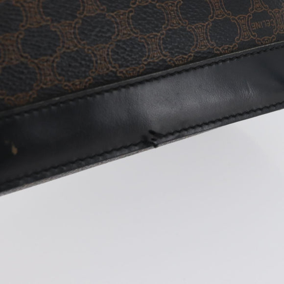 CELINE Macadam Canvas Tote Bag PVC Leather Black Gold Auth LNZ687