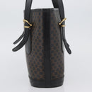 CELINE Macadam Canvas Tote Bag PVC Leather Black Gold Auth LNZ687-4