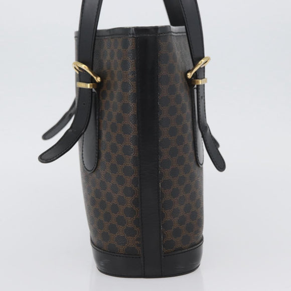 CELINE Macadam Canvas Tote Bag PVC Leather Black Gold Auth LNZ687