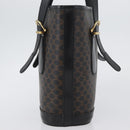 CELINE Macadam Canvas Tote Bag PVC Leather Black Gold Auth LNZ687-5