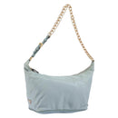 PRADA Chain Shoulder Bag Nylon Light Blue Gold Auth LNZ688V-1
