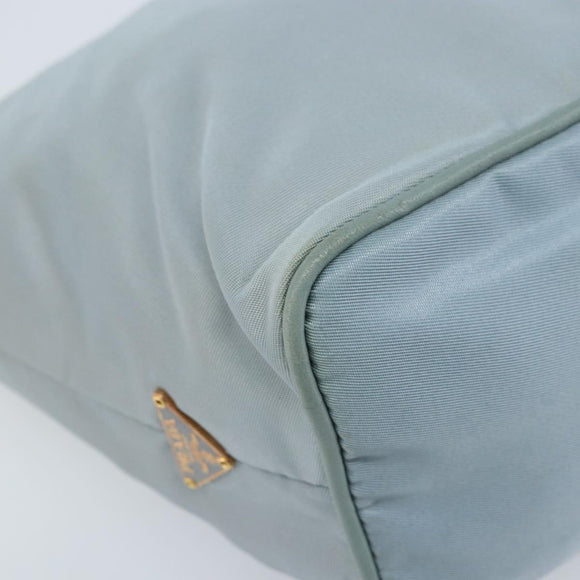 PRADA Chain Shoulder Bag Nylon Light Blue Gold Auth LNZ688V