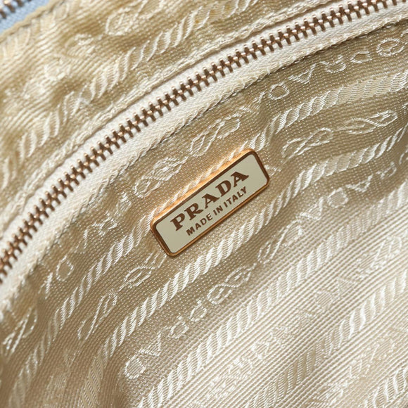 PRADA Chain Shoulder Bag Nylon Light Blue Gold Auth LNZ688V