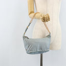 PRADA Chain Shoulder Bag Nylon Light Blue Gold Auth LNZ688V-24