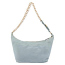 PRADA Chain Shoulder Bag Nylon Light Blue Gold Auth LNZ688V-2