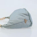 PRADA Chain Shoulder Bag Nylon Light Blue Gold Auth LNZ688V-4