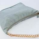 PRADA Chain Shoulder Bag Nylon Light Blue Gold Auth LNZ688V-6