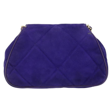 CHANEL Wide Quilt Chain Shoulder Bag Suede Purple Gold CC Auth LNZ692A - 0