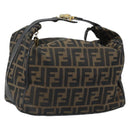 FENDI Zucca Canvas Hand Bag Black Brown Auth LNZ693-1