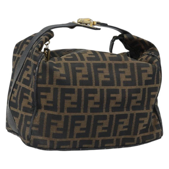 FENDI Zucca Canvas Hand Bag Black Brown Auth LNZ693