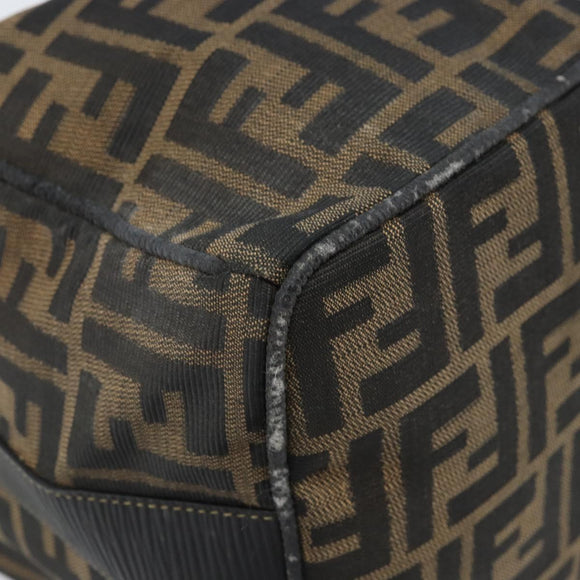 FENDI Zucca Canvas Hand Bag Black Brown Auth LNZ693