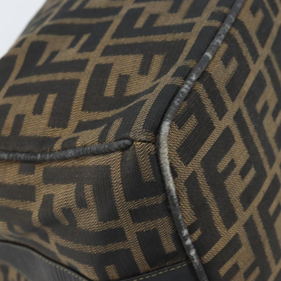 FENDI Zucca Canvas Hand Bag Black Brown Auth LNZ693