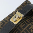 FENDI Zucca Canvas Hand Bag Black Brown Auth LNZ693-13