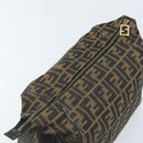 FENDI Zucca Canvas Hand Bag Black Brown Auth LNZ693-14