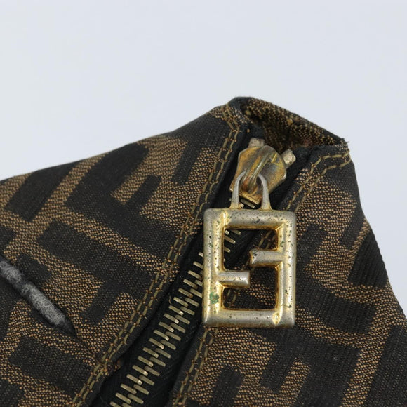 FENDI Zucca Canvas Hand Bag Black Brown Auth LNZ693