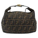 FENDI Zucca Canvas Hand Bag Black Brown Auth LNZ693-2