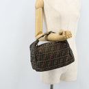 FENDI Zucca Canvas Hand Bag Black Brown Auth LNZ693-24
