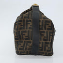 FENDI Zucca Canvas Hand Bag Black Brown Auth LNZ693-4