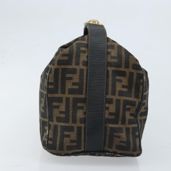 FENDI Zucca Canvas Hand Bag Black Brown Auth LNZ693