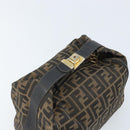FENDI Zucca Canvas Hand Bag Black Brown Auth LNZ693-6