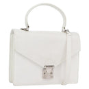 FENDI Hand Bag Leather 2way White Silver Auth LNZ694-1