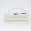 FENDI Hand Bag Leather 2way White Silver Auth LNZ694-5