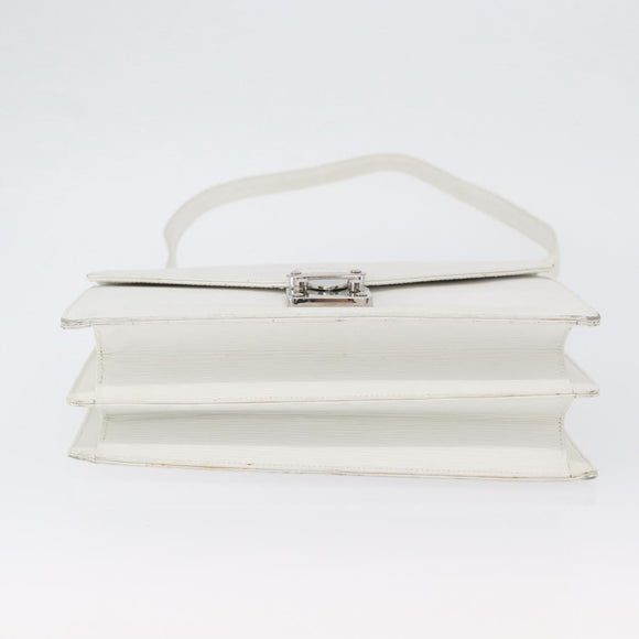 FENDI Hand Bag Leather 2way White Silver Auth LNZ694