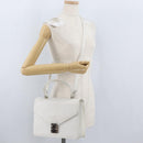 FENDI Hand Bag Leather 2way White Silver Auth LNZ694-28